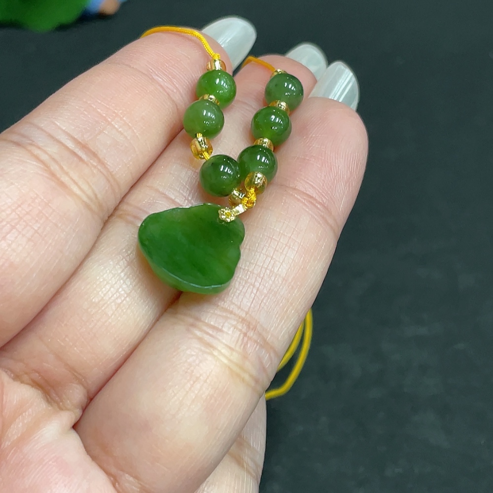 H27163017 Hetian Jade Pendant    Buddha    Total Weight (with rope): 3.8g    18K Bead Clasp