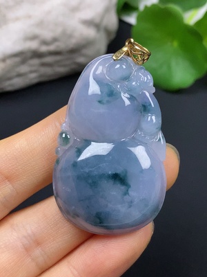 F46593678 翡翠挂件 葫芦 18k 货品总重约14.37g