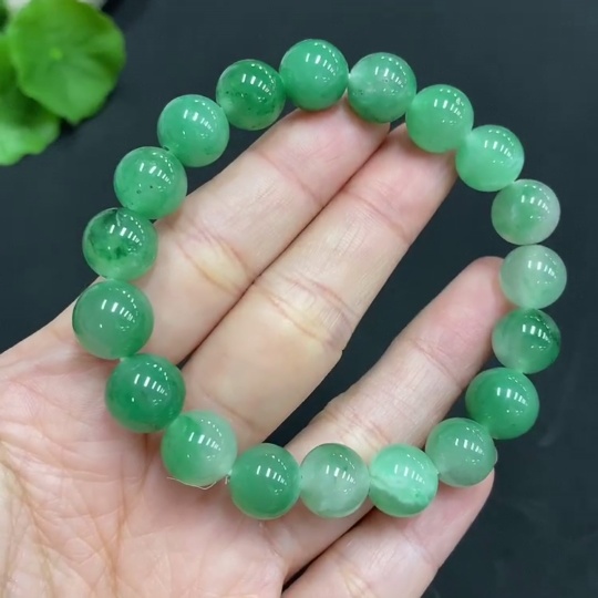 H22526742 Dulong Jade Bead Bracelet 10.4mm Approx. Total Weight 26.1g Approx.