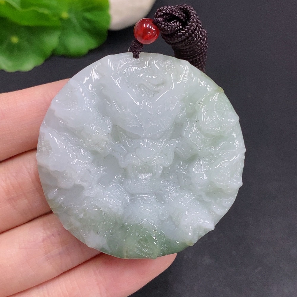 F33877755 Jadeite Nine Dragons Protecting the Master Pendant