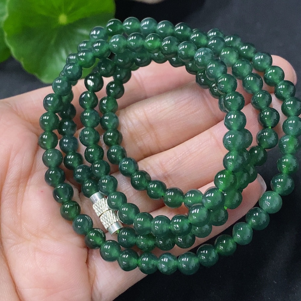 F35116650 Jadeite Bead Necklace Approx. 5.2mm Non-Gold Total Weight Approx. 27.44g