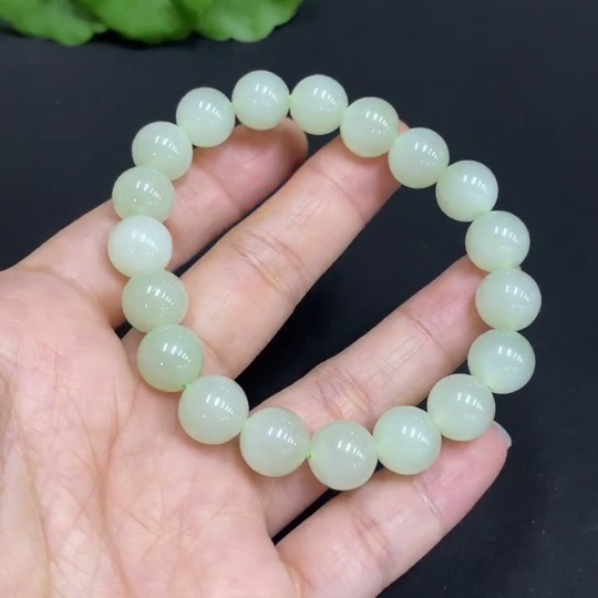 H34985559 Hetian Jade Bracelet Approx. 9.6mm Total Weight Approx. 27.3g