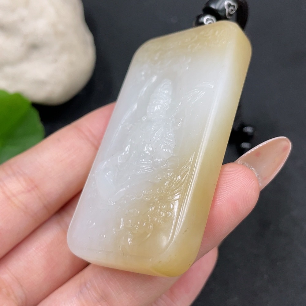 H31664185 Hetian Jade Pendant Manjushri Bodhisattva