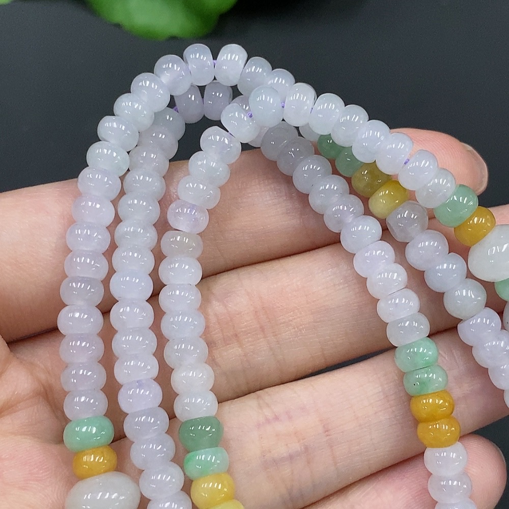 F20211611 Jadeite Bead Necklace Color Origin Undetermined Approx. 5.8mm Total Weight 43.480g