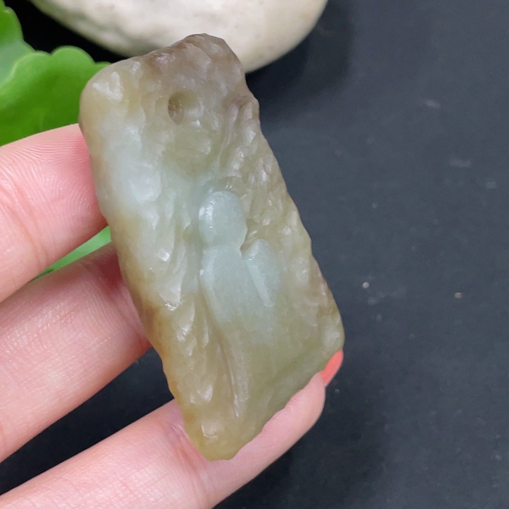 H34027439 Hetian Jade Pendant: Enlightenment Total Weight: Approx. 27.9g