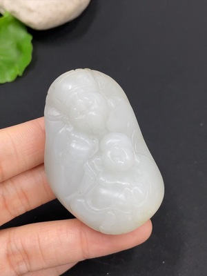 H29324218 Hetian Jade Pendant Wealth (Undetermined skin color origin, Total weight about 63.7g)