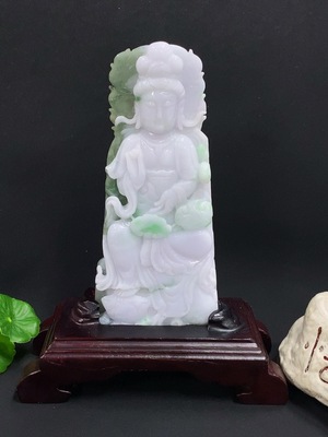F45341203 翡翠观音摆件 货品总重量约425克