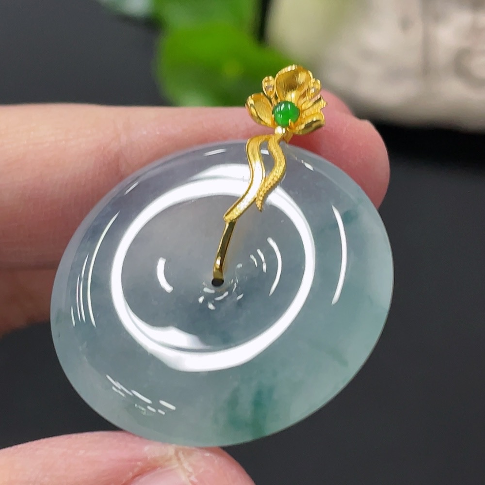 F35145496 Jadeite Pendant Peace Buckle 18k Total Weight Approx. 10.16g