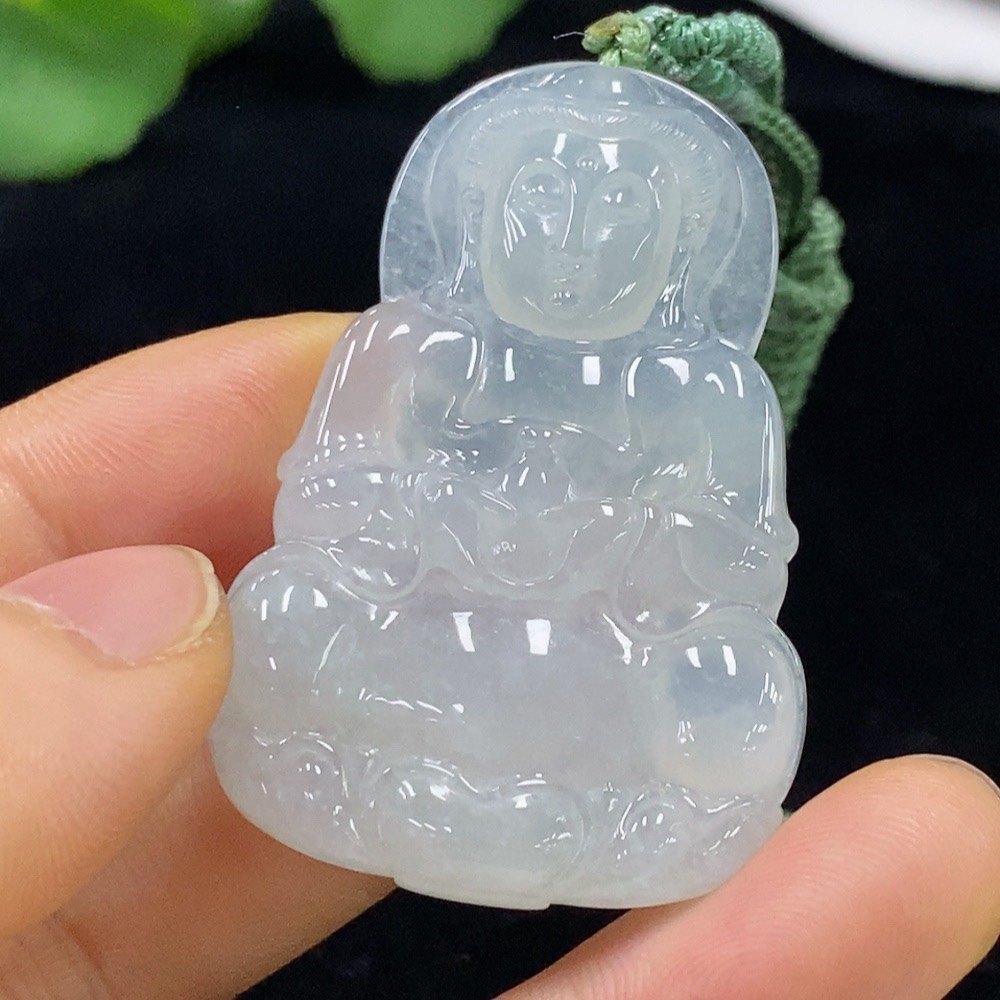 F33910482 Jadeite Guanyin Pendant Total weight approx. 18.15g (including rope weight)