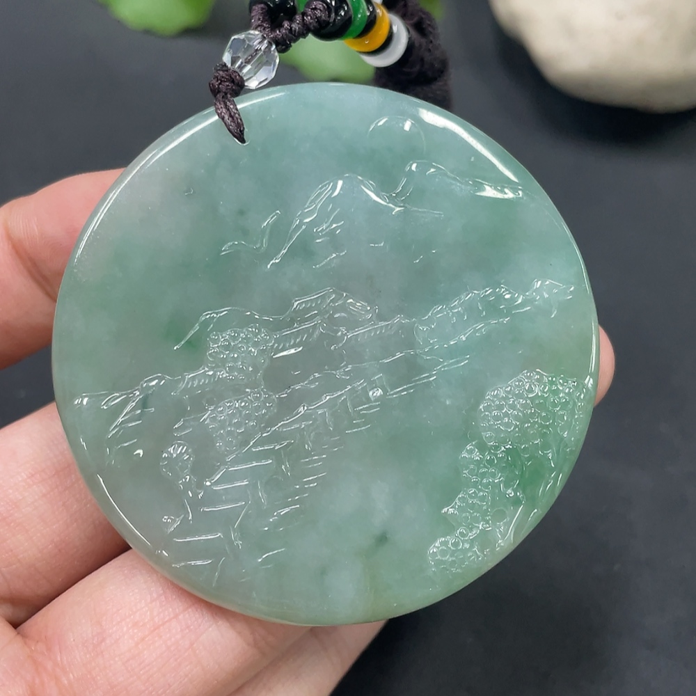 F19185303 Jadeite Landscape Pendant Total Weight 39.166g