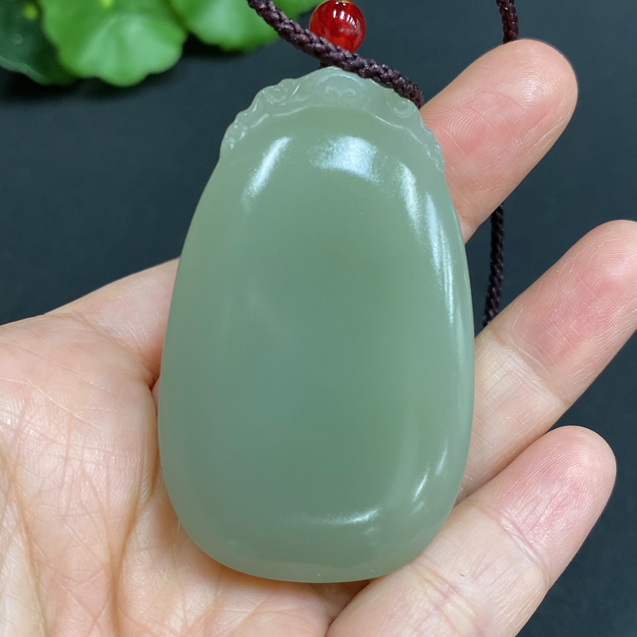 H30571456 Hetian Jade Pendant, Plain Pendant, Total Weight Approx. [with rope] 54g