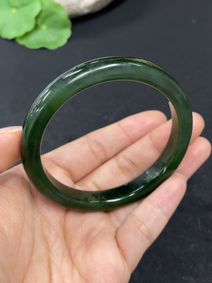 H46559824 和田玉碧玉正圈手镯    圈口54.4   货品总重约32.5g