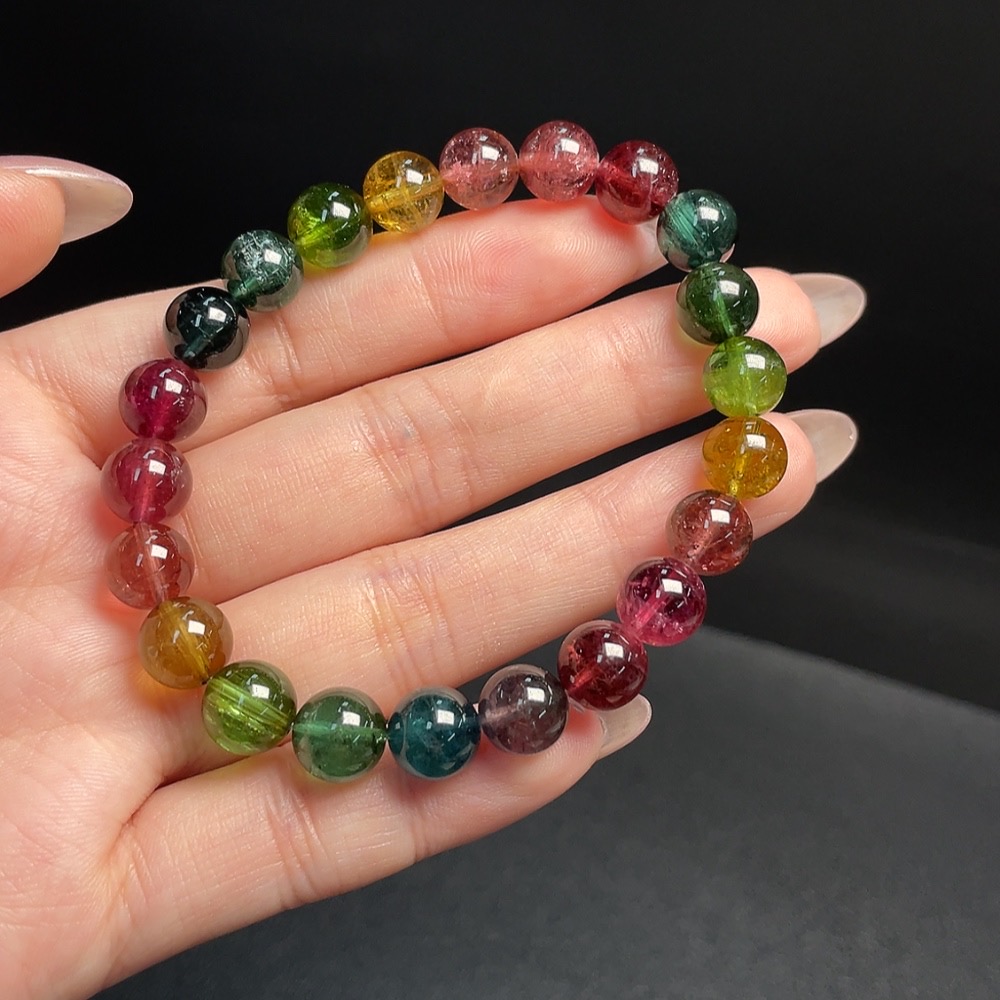 C34009652 Tourmaline Bracelet with Visible Organic Matter, Total Weight Approx. 22.63g, Size ~8.6mm