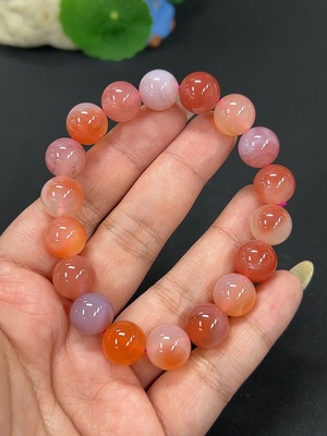 H41947209 盐源玛瑙手串 卡11.6mm左右 仅红色 货品总重约39.5g