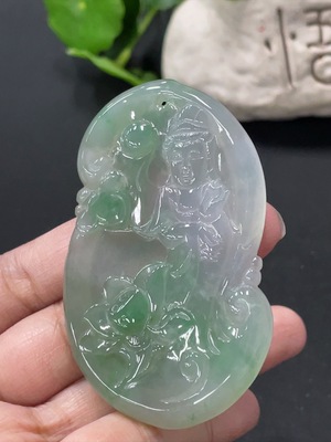 F35081066 Jadeite Guanyin Pendant, Total Weight Approximately 26.2g