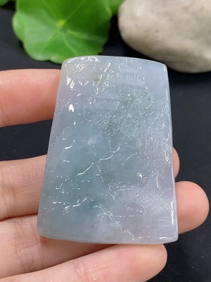F46549212 翡翠山水挂件 货品总重约25.35g