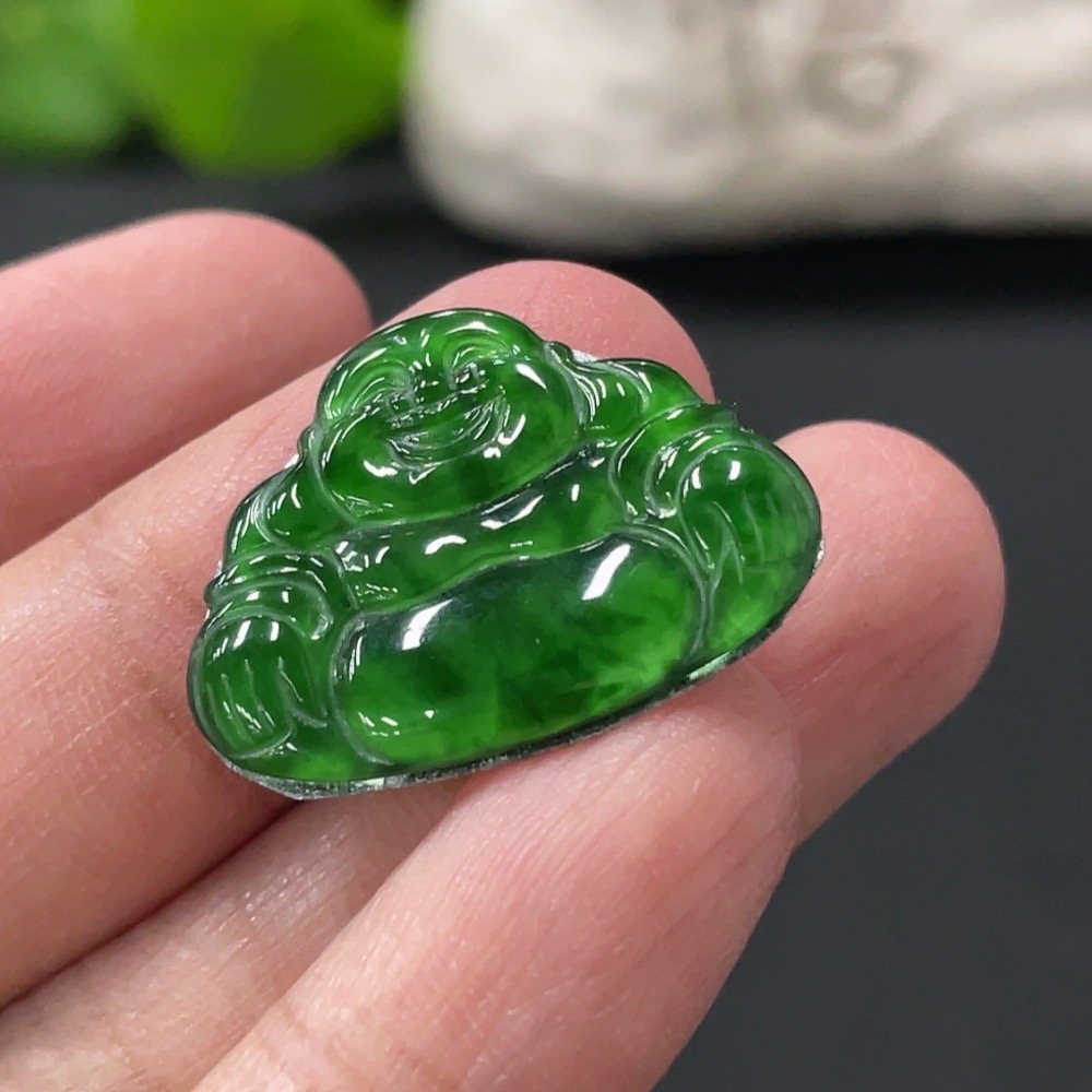 F33875735 Jadeite Inlaid Buddha Pendant, Total Weight Approx. 1.65g
