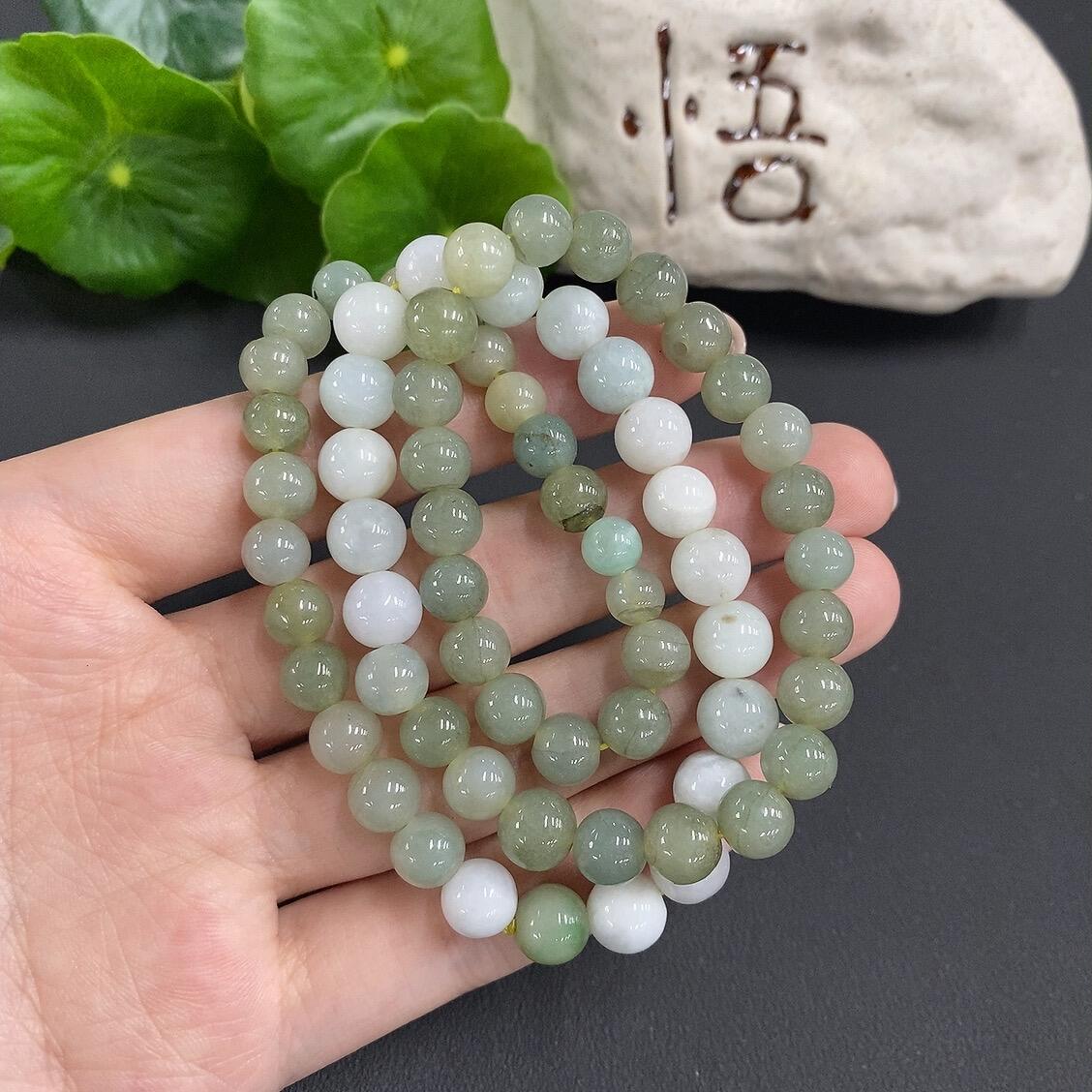 F0746455 Jadeite Bead Necklace with Minor Cracks on Some Beads, Size 7.2mm
