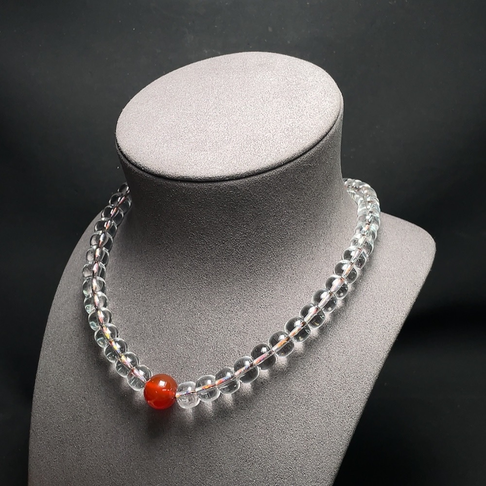 C33937796 Crystal Bead Necklace with Non-Natural Gemstones, Total Weight Approx. 185.5g, Size About 10.4mm
