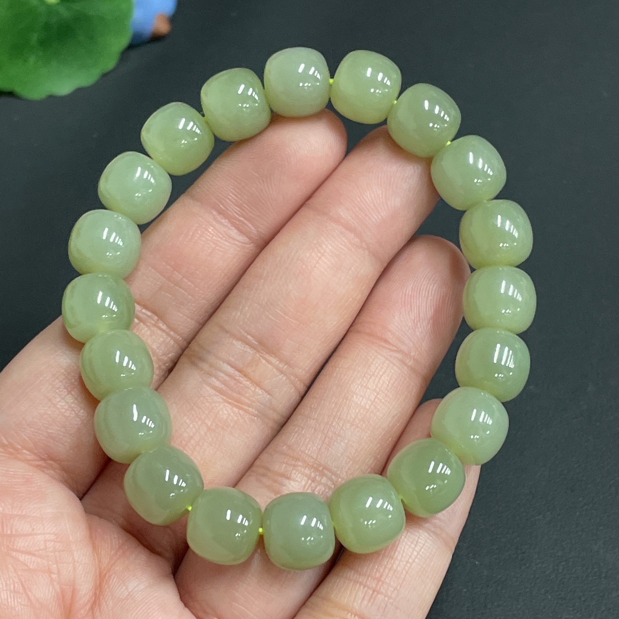 H23649088 Hetian Jade Bracelet, about 10mm, total weight about 33.8g