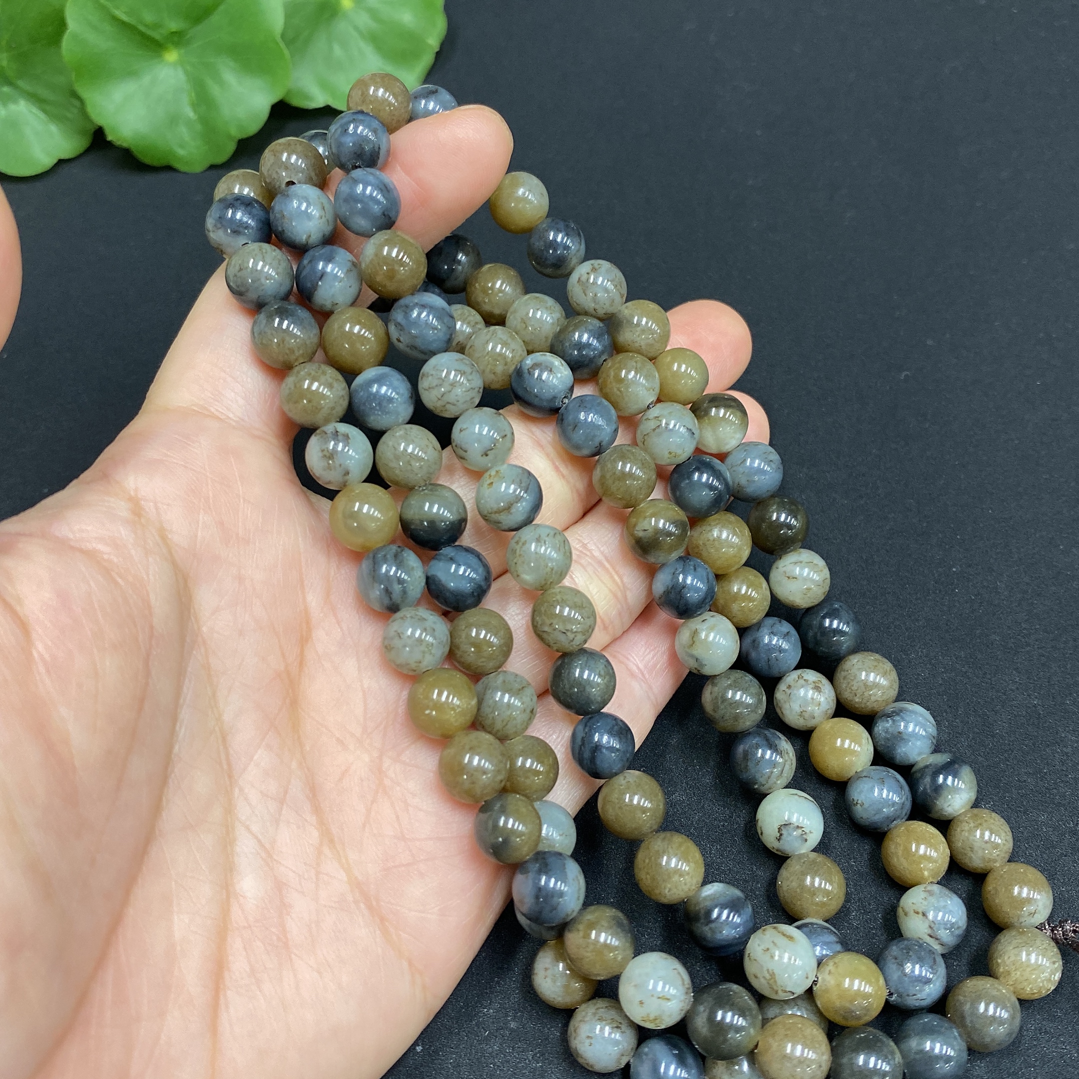 H32812385 Hetian Jade Bead Necklace, Approx. 7.6mm, Total Weight Approx. 80.6g