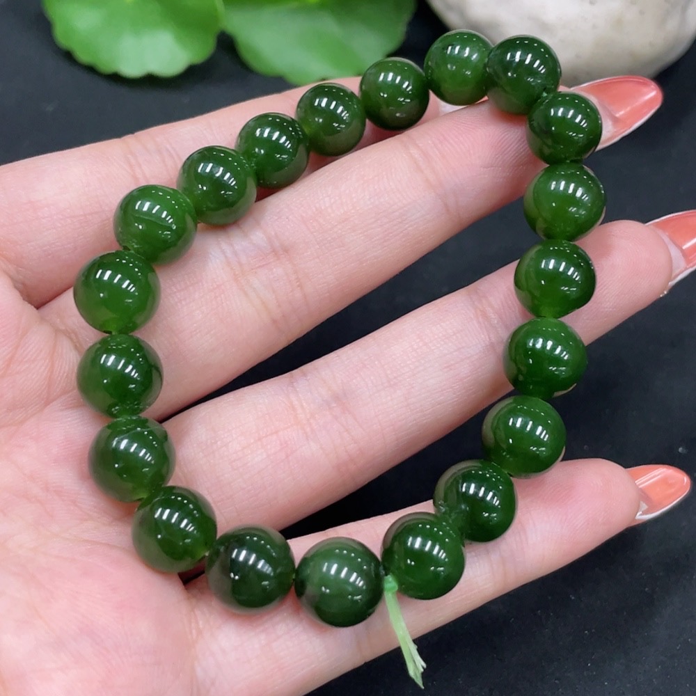 H35085265 Hetian Jade Jasper Bracelet, Approx. 9.3mm, Total Weight Approx. 26.6g