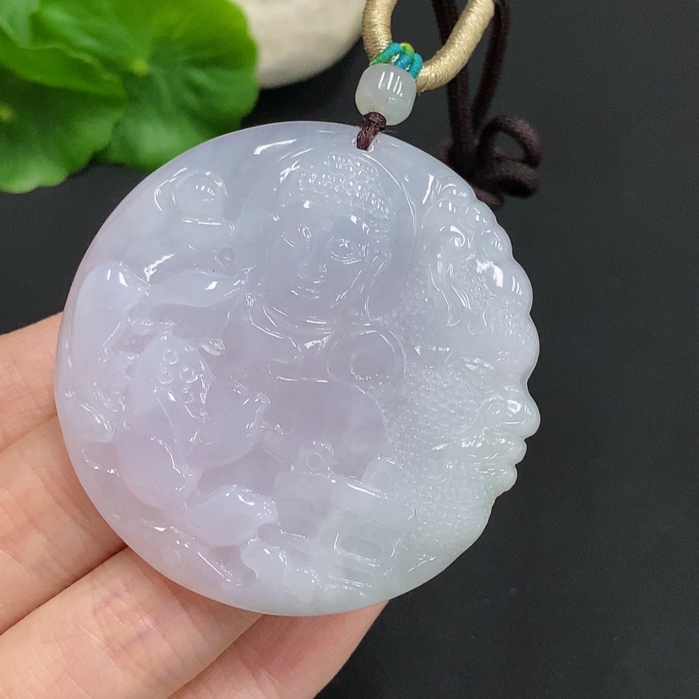 F35125228 Jadeite Buddha Pendant with Cord, Total Weight Approximately 34.6g
