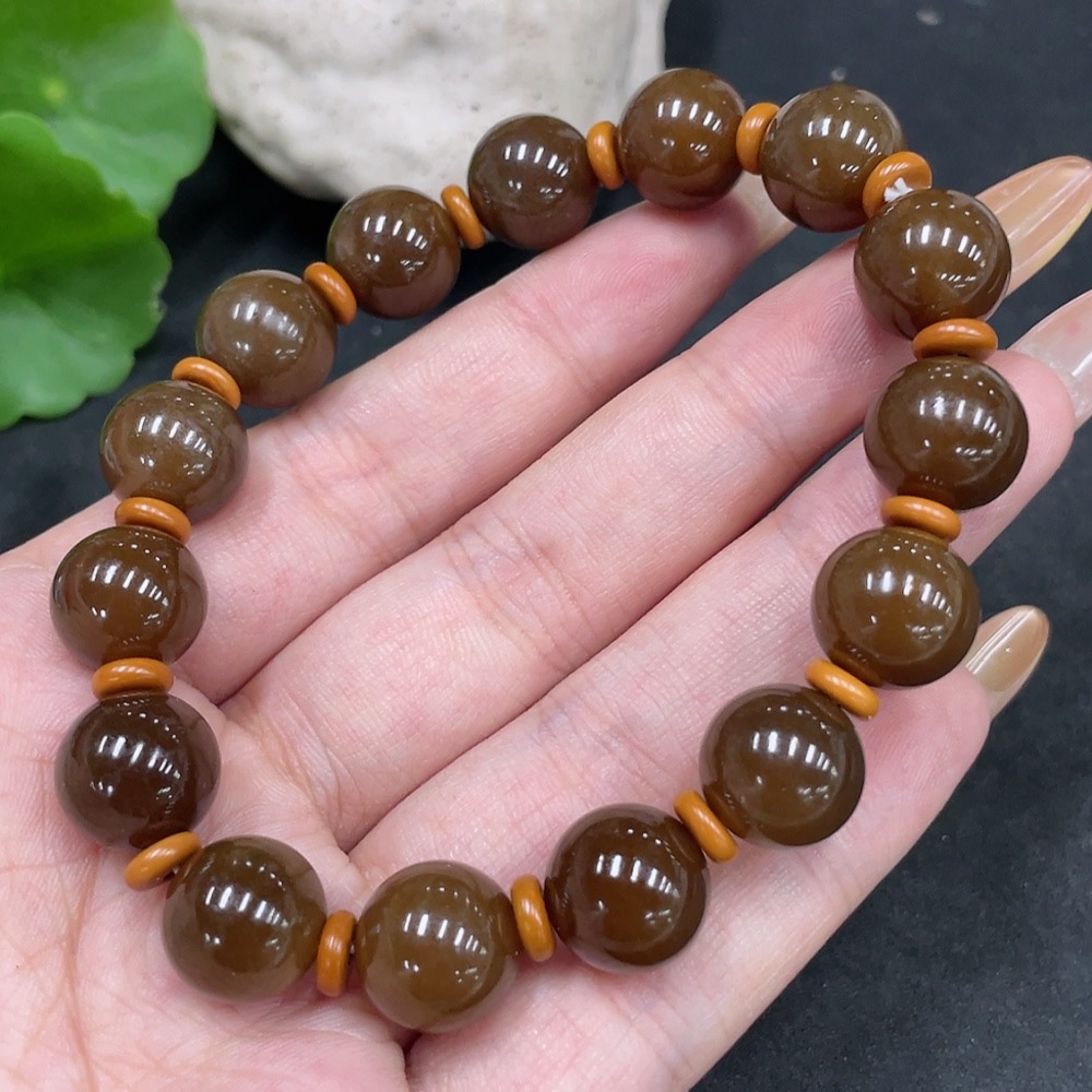 H32797653 Hetian Jade Bracelet, Approx.11.6mm, Total Weight Approx.40.6g, Beads Not Hetian Jade