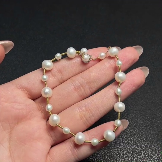 C34952426 Pearl Bracelet Non-Gold Total Weight Approx. 6.04g Size 3.8-7.3mm
