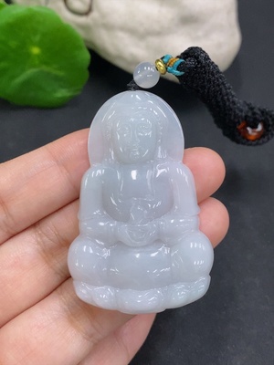 F34022288 Jadeite Guanyin Pendant Total Weight with Cord Approx. 18.3g