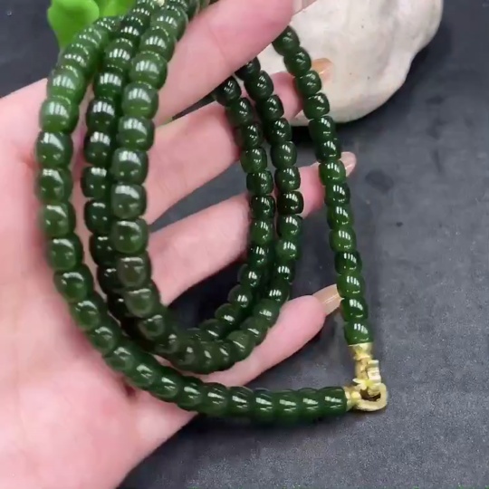 H32778114 Hetian Jade Bead Necklace Approx. 6.7mm Total Weight Approx. 63.2g