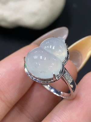 F29436485 Jadeite Gourd Inlaid Ring 18K Gold Size 14 Total Weight Approx. 3.69g