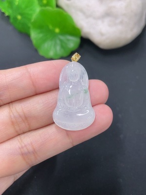 F46551910 翡翠挂件观音 18k 配镶钻石 货品总约重3.75g