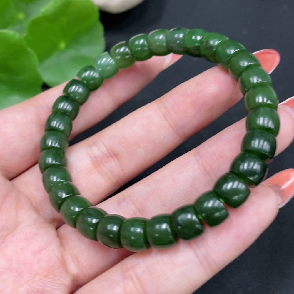H34027399 Hetian Jade Bracelet Approx. 7.7mm Total Weight About 23.2g
