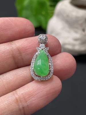 F35080164 Jadeite Inlaid Pendant Non-Gold Inlaid Total Weight Approx.1.69g