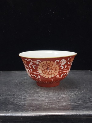 W41943494 陶瓷 全品 近代矾红留白杯