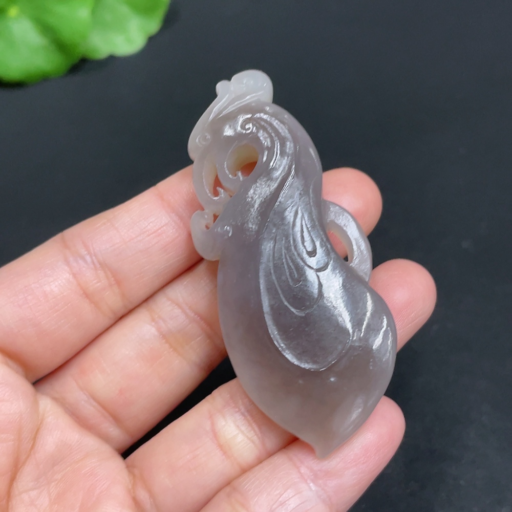 H34052216 Hetian Jade Pendant Phoenix Total Weight Approx. 22.9g