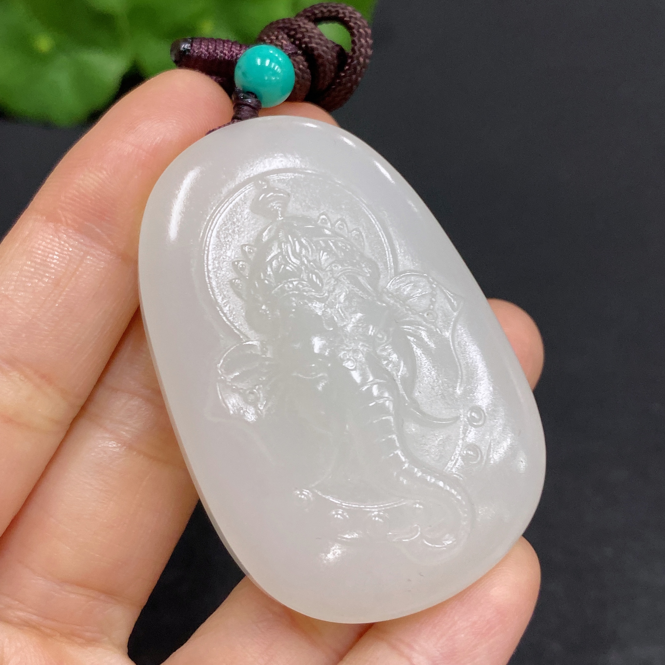H28280729 Hetian Jade Pendant Ganesha Total Weight (including rope) 40.4g