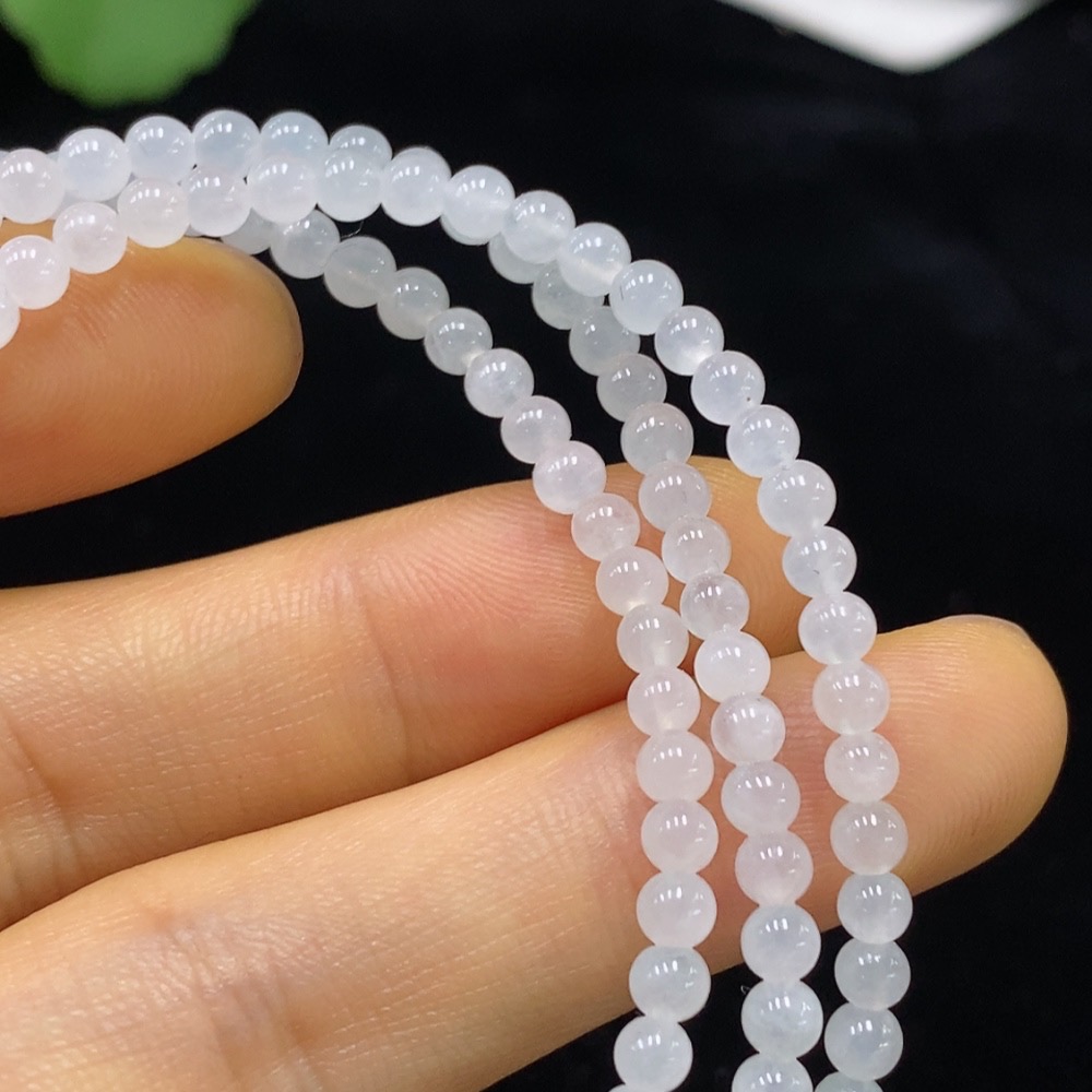 F34975257 Jadeite Bead Necklace Card 3.3mm Approx. Total Weight About 13.68g Non-Gold