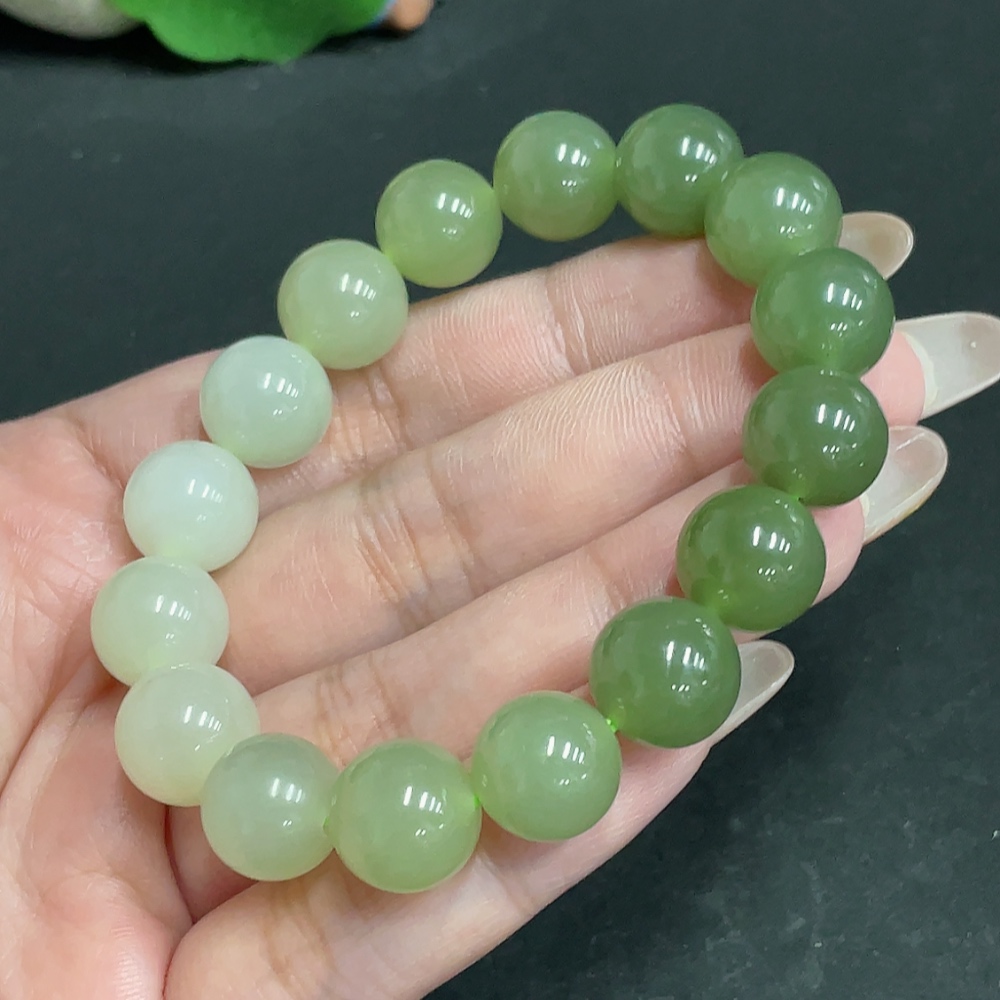 H29358661 Hetian Jade Bracelet Approx. 11.7mm Beads Total Weight Approx. 42.6g