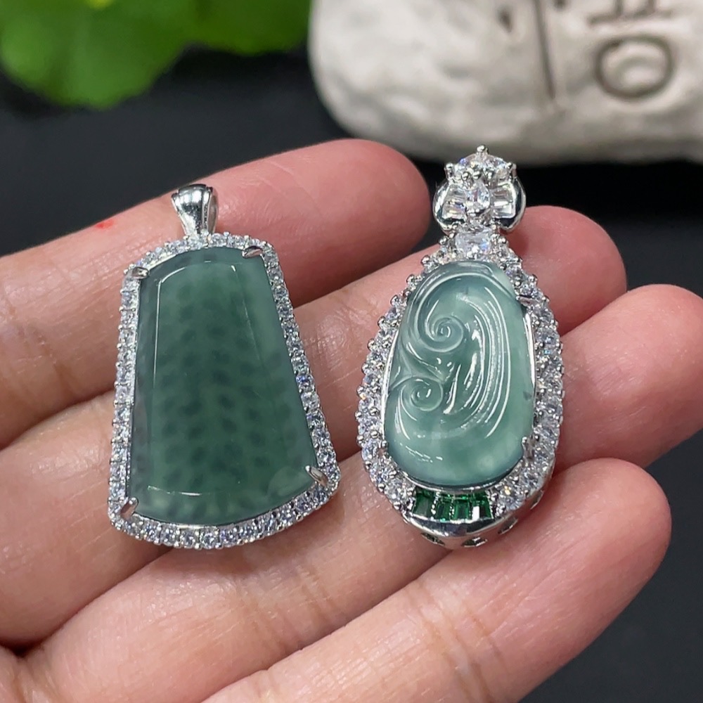 F31610109 Jadeite Inlaid Pendant Plain Pendant Ruyi Non-Gold Inlaid