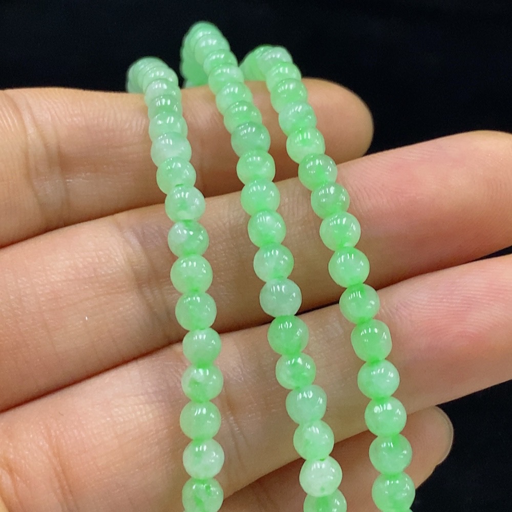 F33928909 Jadeite Bead Necklace Approx. 3.8mm Total Weight Approx. 18.8g Non-Gold