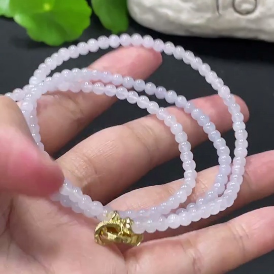 F33837941 Jadeite Bead Necklace Non-Gold Total Weight Approx. 16.4g Size About 3.8mm