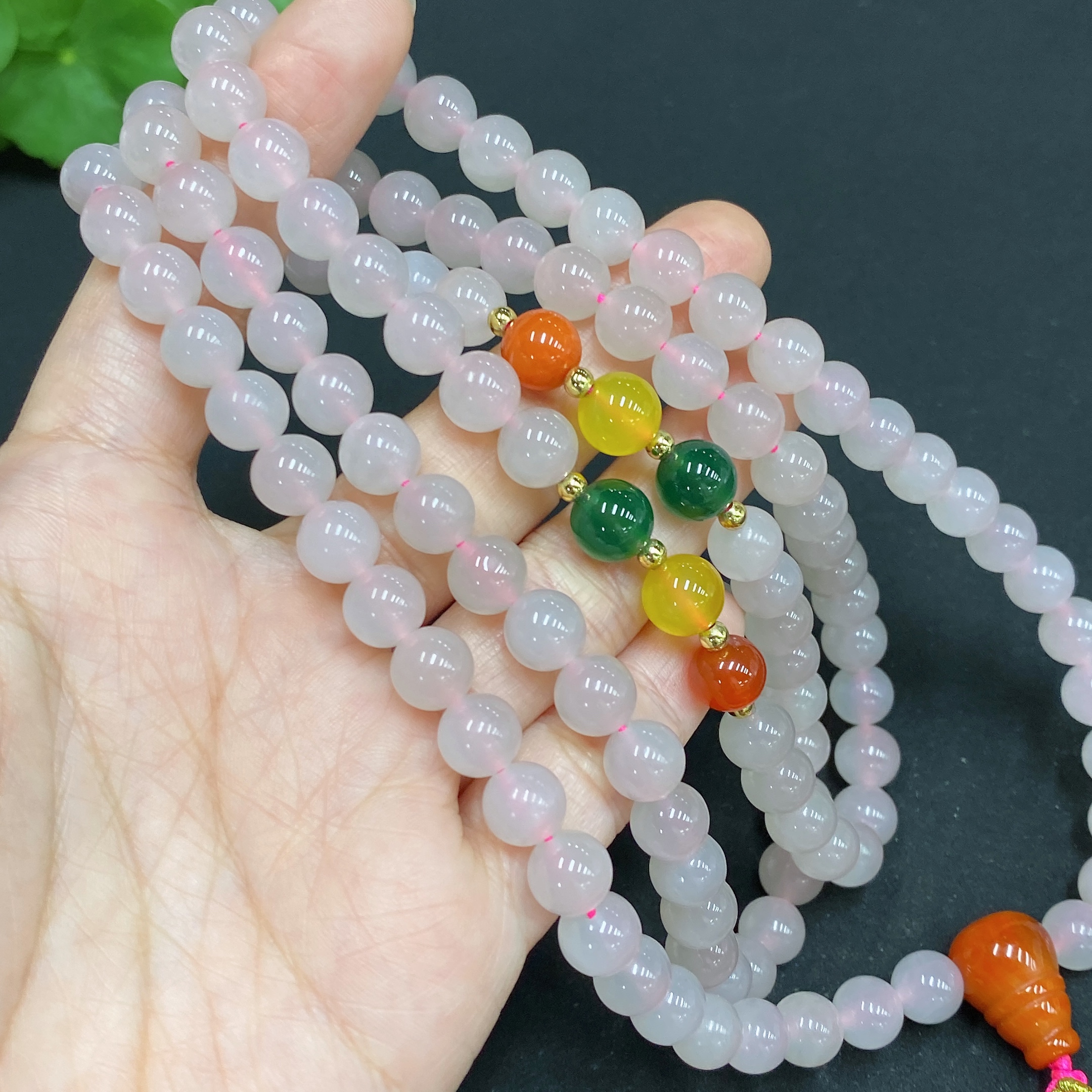 H34015554 Hetian Jade Bead Necklace, Approx. 7.6mm, Non-Gold-Inlaid, Total Weight Approx. 93.5g, Accessories Not Hetian Jade