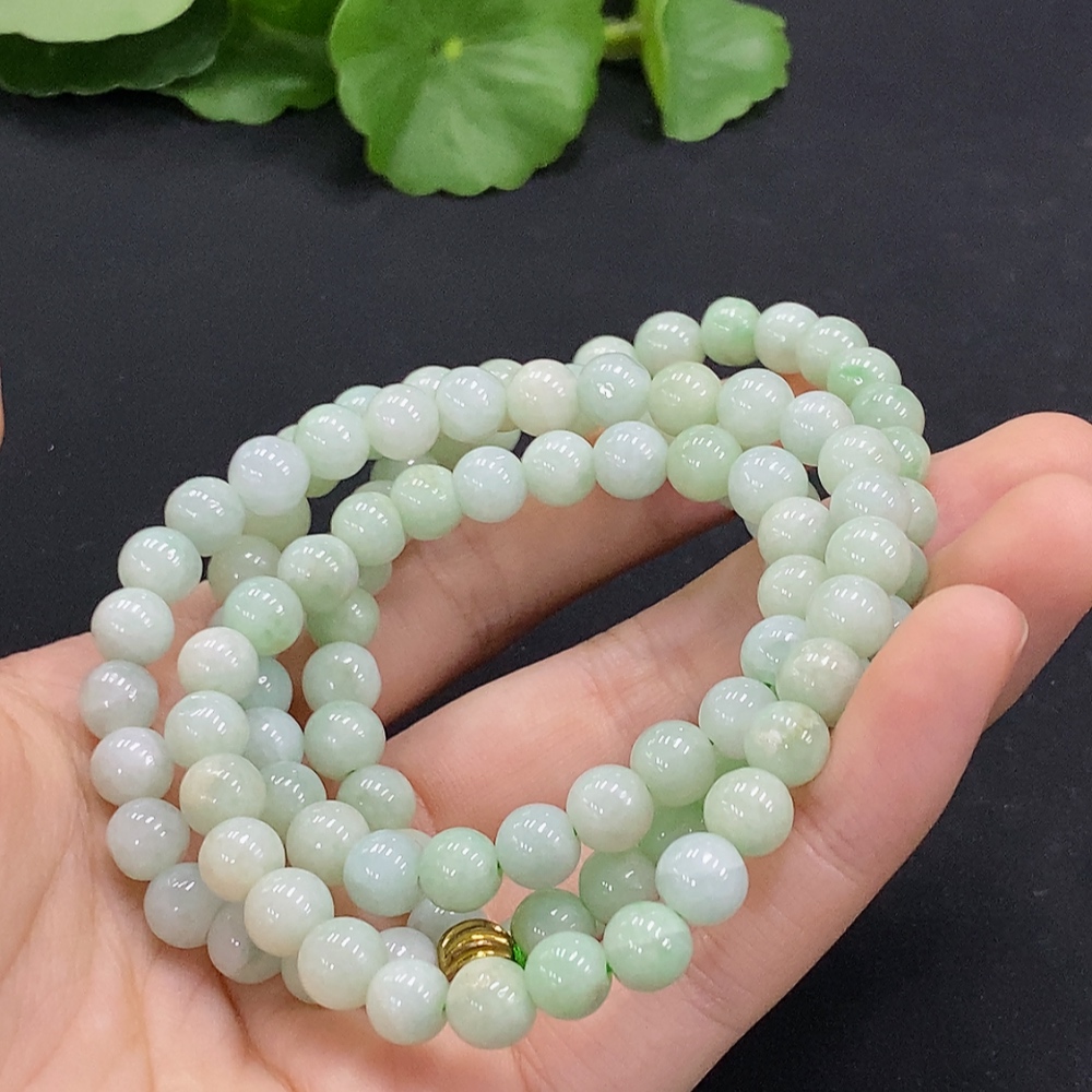 F33832560 Jadeite Bead Necklace Non-Gold Total Weight Approx. 63.34g Size About 7.3mm