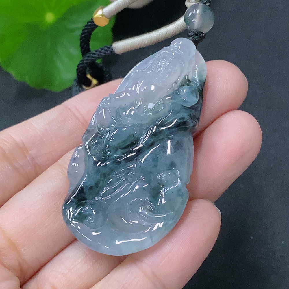 F33849692 Jadeite Pendant of Samantabhadra, Total Weight Approximately 19.65g Including String