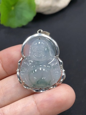 F22487085 Jadeite Buddha Pendant Set in 9K Gold Total Weight Approx. 8g