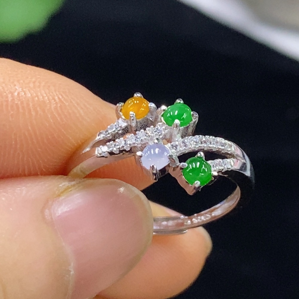 F32749652 Jadeite Inlay Non-Gold Adjustable Total Weight Approx. 2.28g Color Origin Undetermined