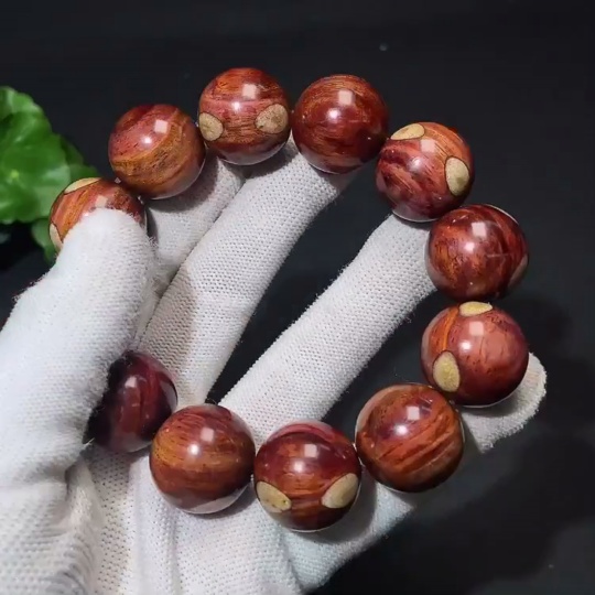 W33936975 Huanghuali Wood Bead Bracelet, Total Weight Approx. 43.7g, Size About 19.6mm