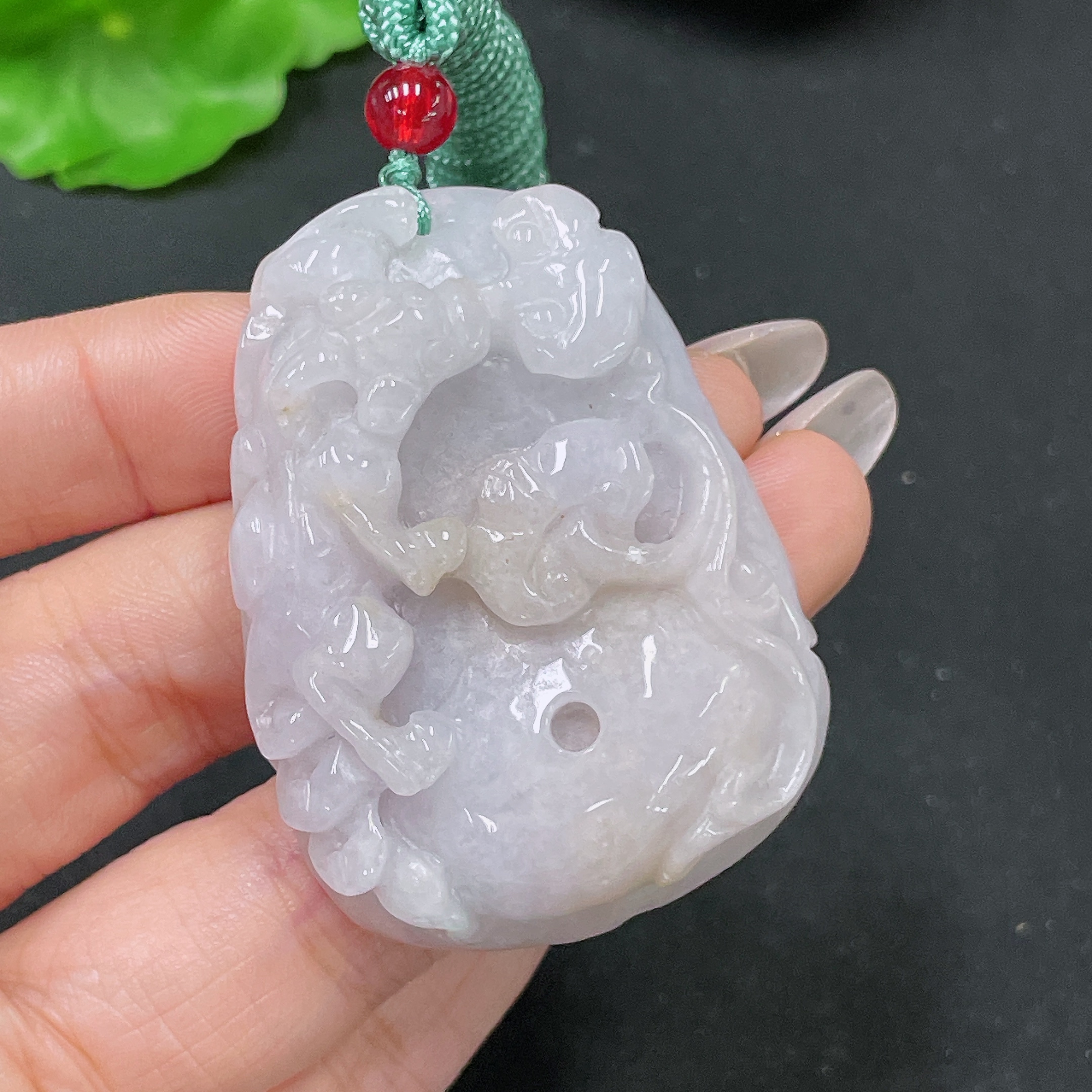 F35105378 Jadeite pendant with non-A grade beads, including rope, total weight approximately 43.14g